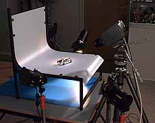 A 3D set-up using a small Kaiser scoop table and the Lumina with Micro Nikkor. The file size is just over 9 Megabytes of data; the Lumina will handle full-page size reproduction.