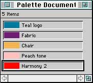 Palette Maker allows colours which have been measured directly, or selected from existing colour libraries, to be organised and saved as "Palette Documents". These can be copied and sent to designers, printers and so on.